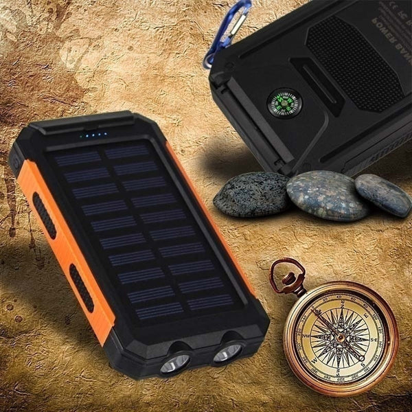 30000 mAh Waterproof Solar Power Bank Dual USB with SOS LED Charger Travel Powerbank for All Phone of All Over The World